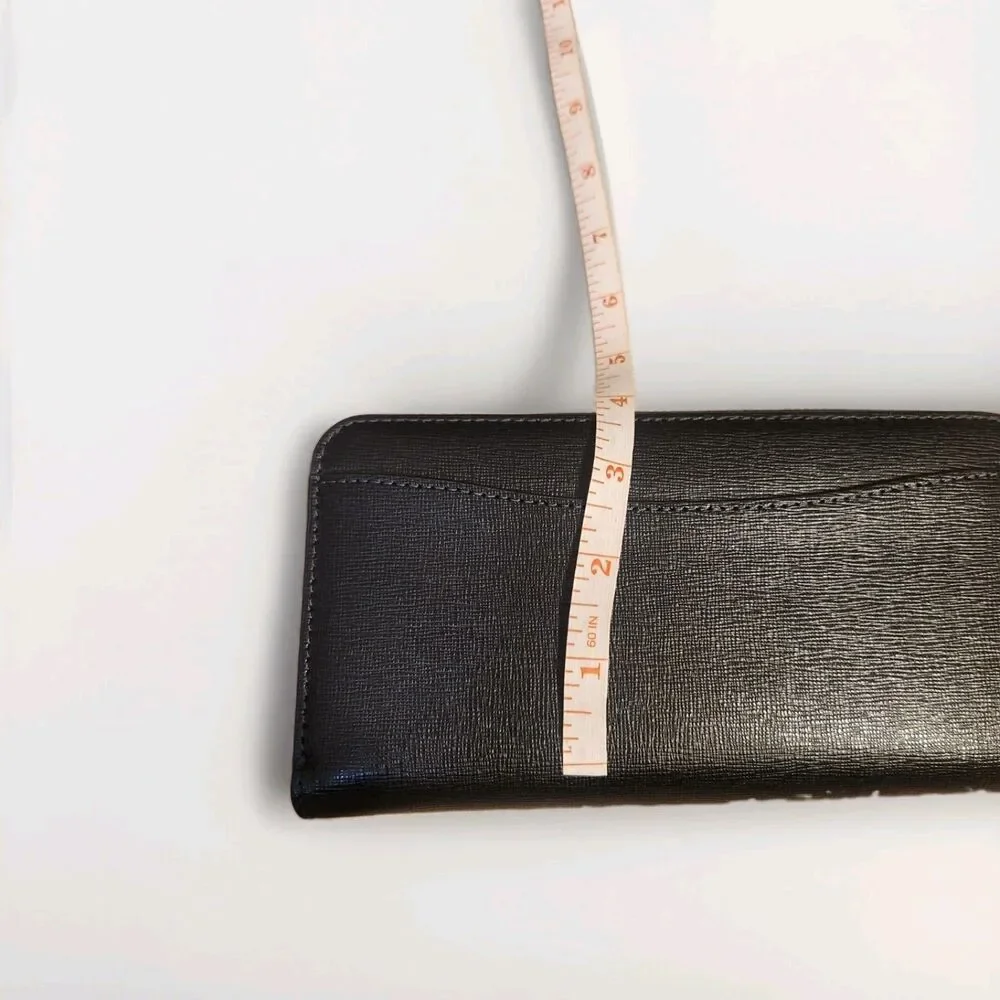 Kate Spade Morgan Bow Embellished Zip-Around Black Leather Continental Wallet